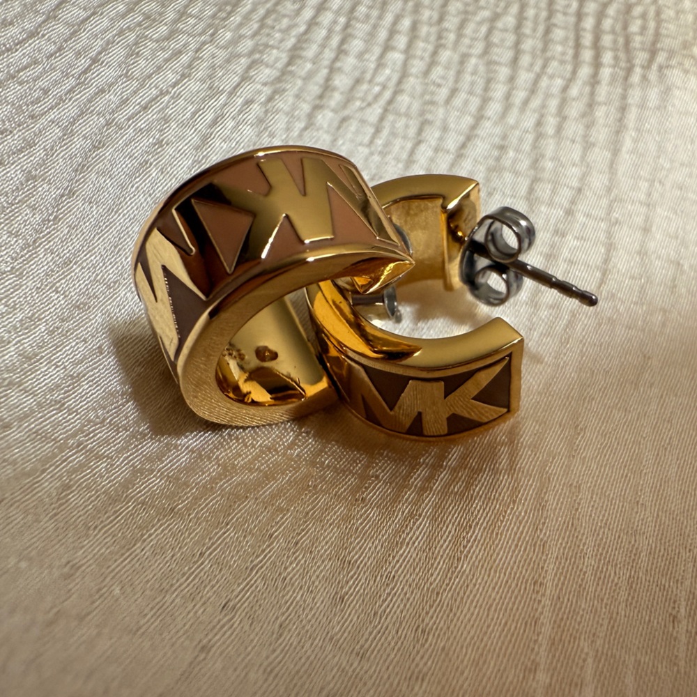 Gold Michael Kors Men's Hoop Earrings - Picture 6 of 16